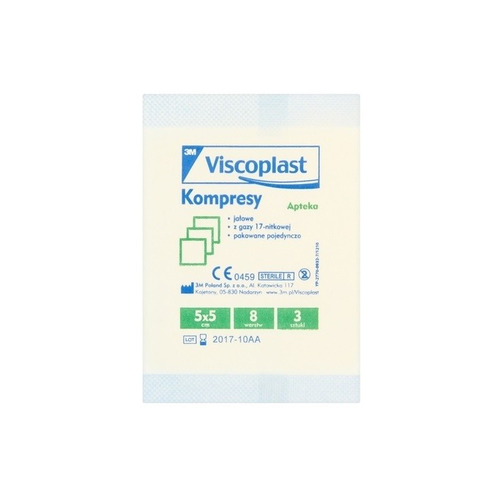 Viscoplast Kompresy gazowe jałowe 5cm x 5 cm 3 szt.