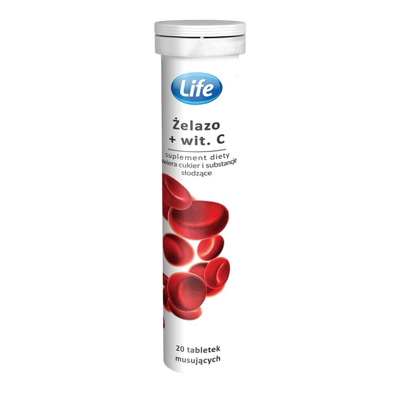 Life Żelazo + Witamina C 20 Tabletek Musujących