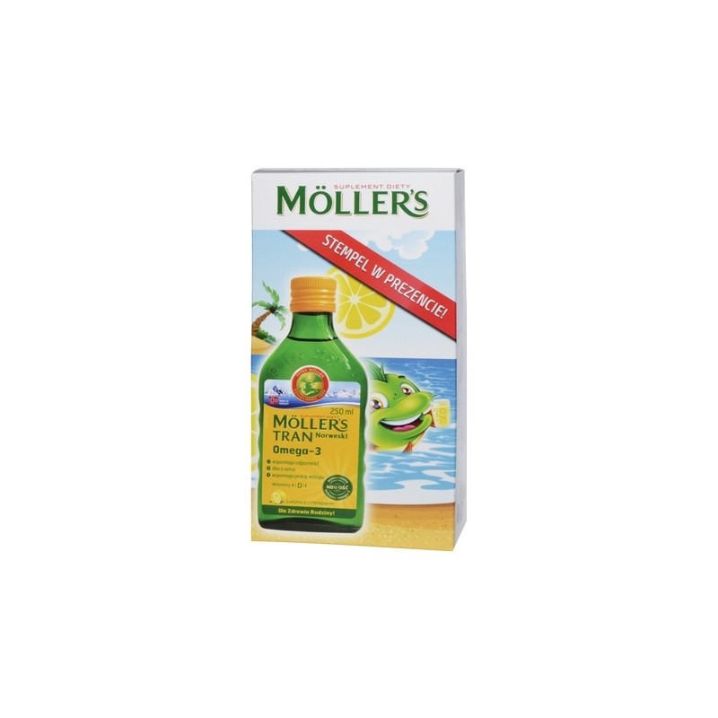 Mollers Tran Norweski Cytrynowy 250 ml + Gratis Stempelek