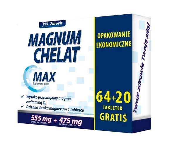 Zdrovit Magnum Chelat Max 64+20 Tabletek Gratis