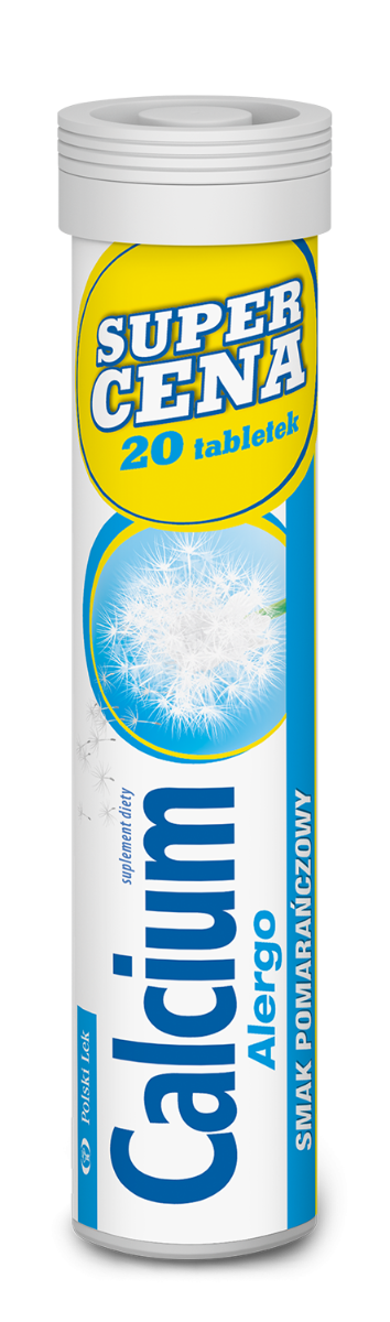 Calcium Alergo - tabletki musujące, smak pomarańczowy