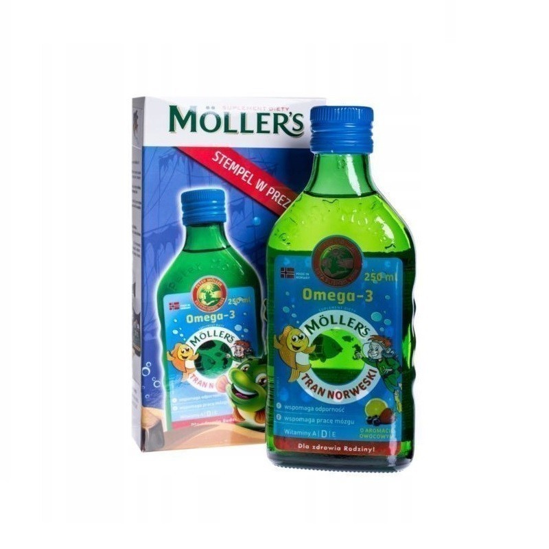 Mollers Tran Norweski Owocowy 250 ml + Gratis Stempelek