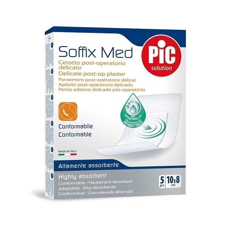 Pic Soffix-Med Antybakteryjne Plastry Pooperacyjne 10 x 8cm 5szt.