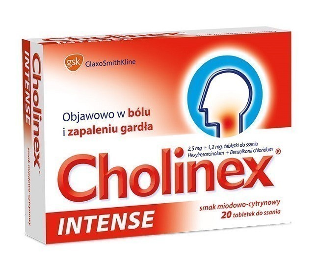 Cholinex Intense Smak Miodowo-Cytrynowy 20 Tabletek