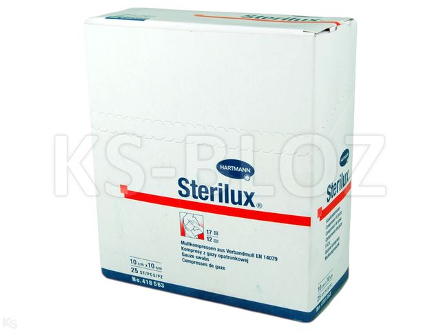 Kompresy gaz.jał.17 nit.12 warstw STERILUX 10x10cm