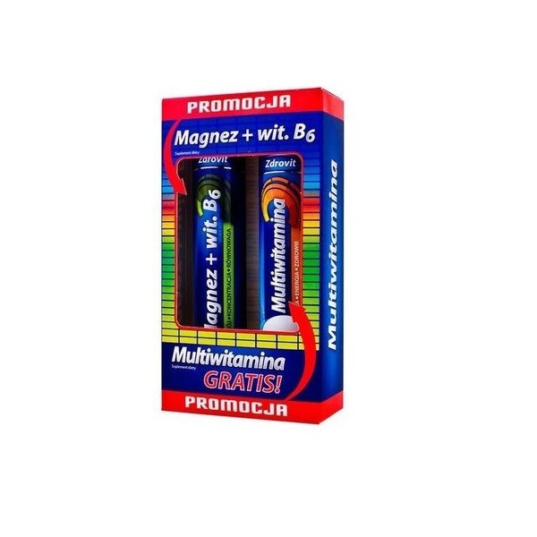 Zdrovit Magnez + wit.B6 24 tabl. musujące+ Multiwitamina 20 tabl. musujących
