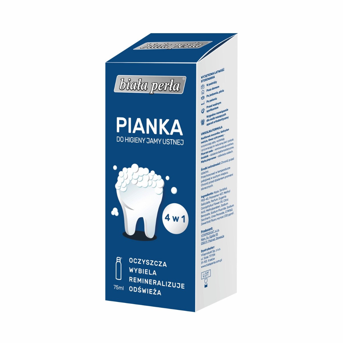 Biała Perła 4w1 - pianka do higieny jamy ustnej