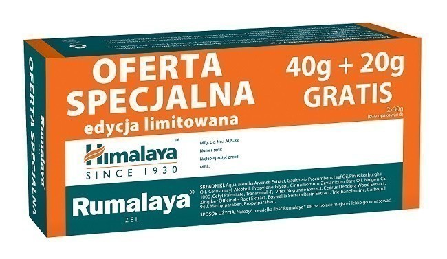 Himalaya Rumalaya Żel 40 g + 20 g Gratis