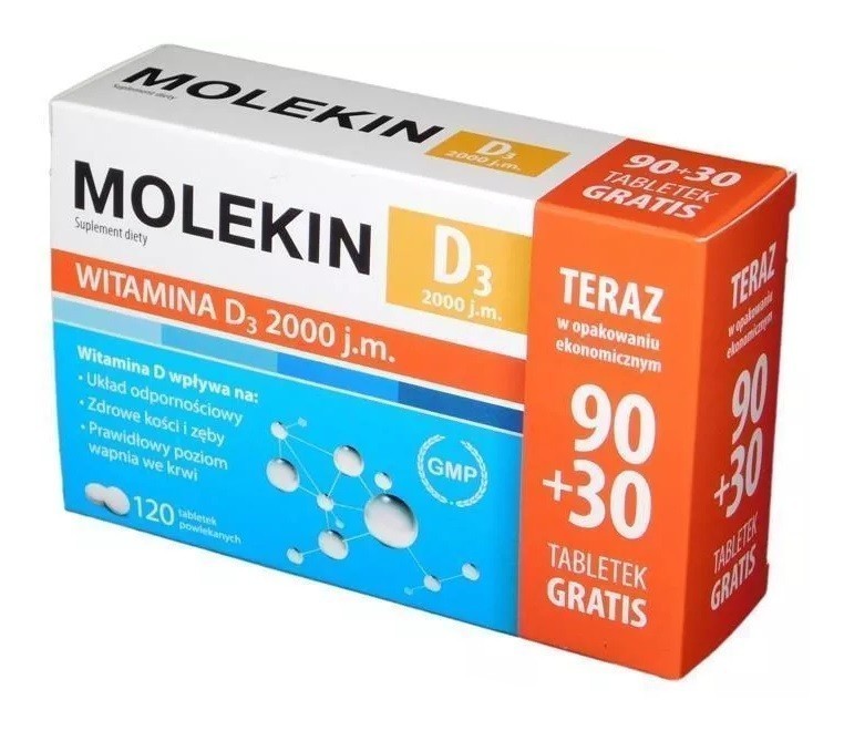 Molekin D3 2000 j.m. 90 Tabletek + 30 Tabletek Gratis