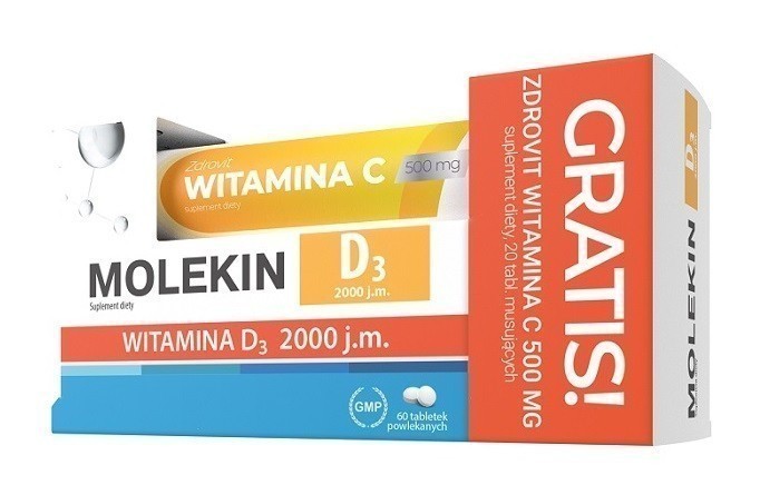 Molekin D3 2000 j.m. 60 Tabletek + Wit.C 500 mg Gratis